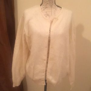 White or cream  lambswool and angora cardigan